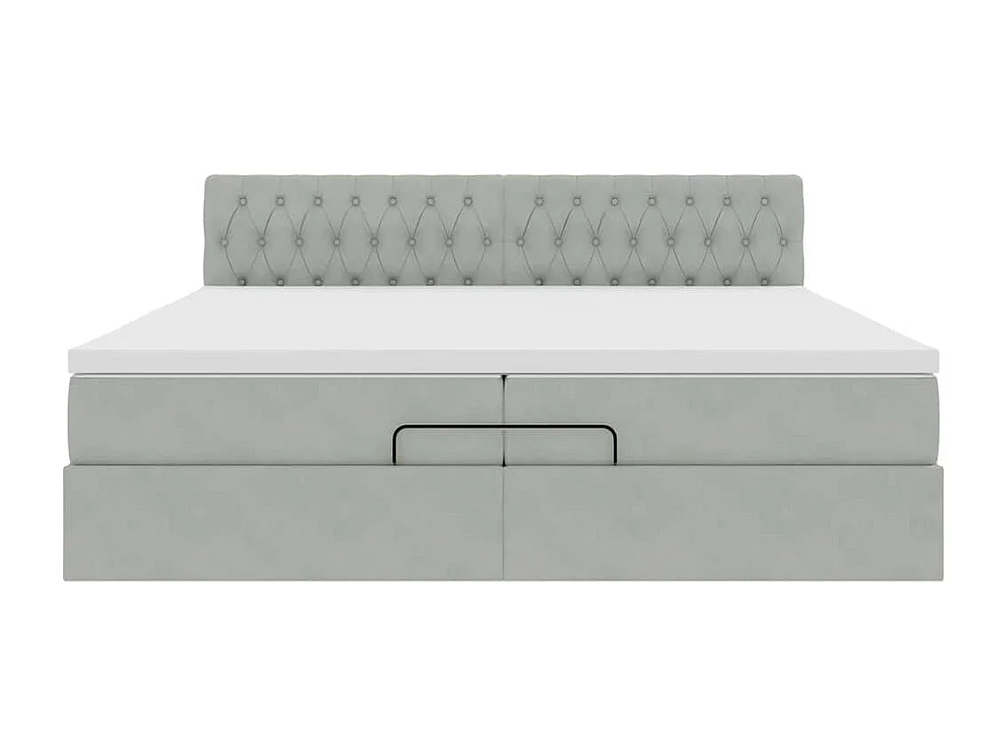 Estrutura de cama otomana com colchão 200x200 cm cinzento claro