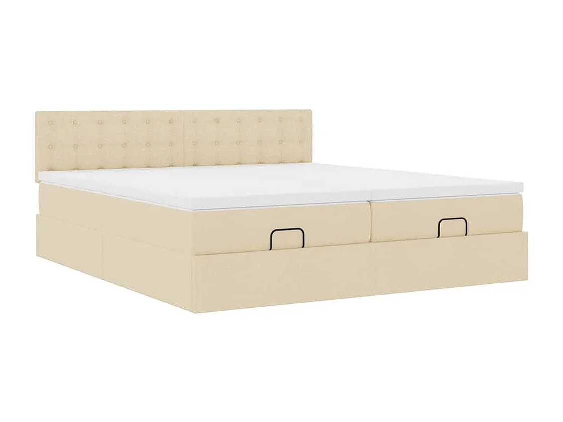 Estrutura de cama otomana com colchões tecido creme 160x200cm