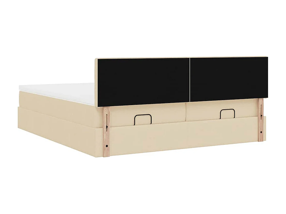 Estructura de cama otomana con colchones tela crema 160x200cm