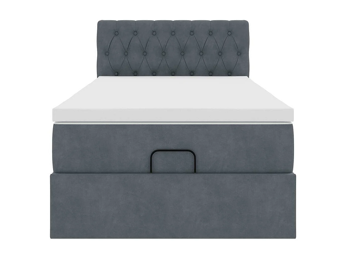 Estrutura cama otomana colchão 80x200 cm veludo cinzento escuro
