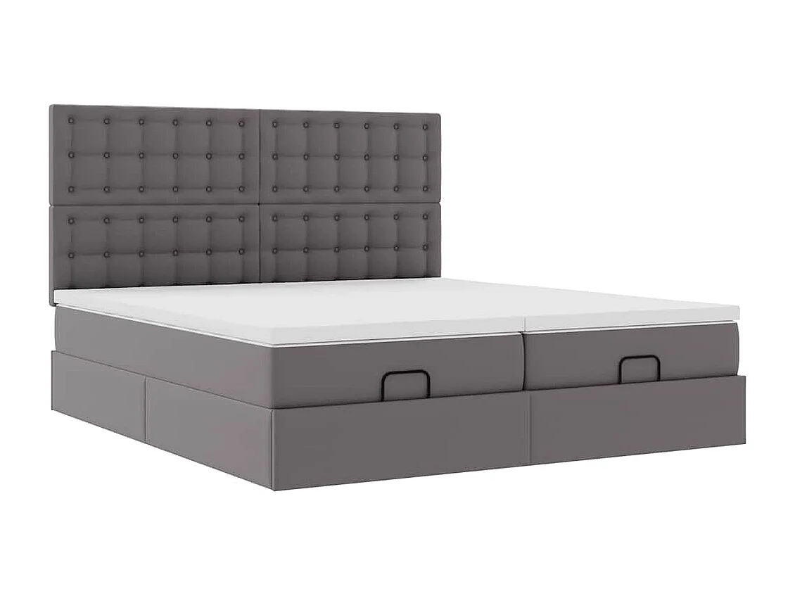 Cadre de lit ottoman avec matelas gris 200x200 cm similicuir