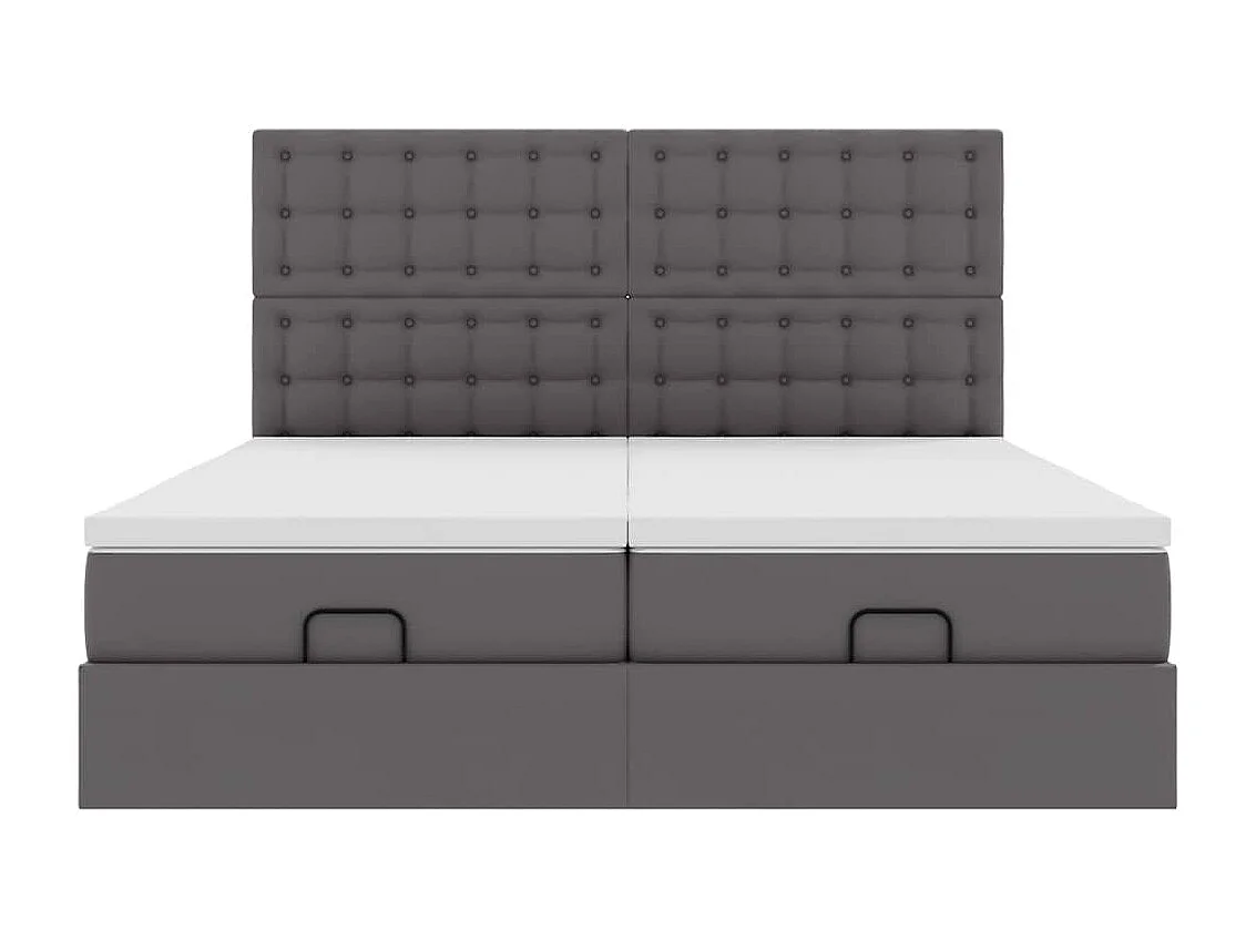 Cadre de lit ottoman avec matelas gris 200x200 cm similicuir