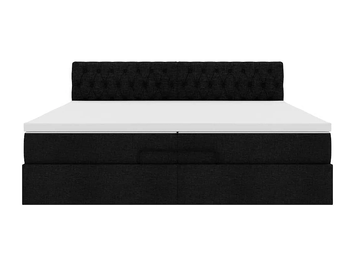 Cadre de lit ottoman avec matelas noir 200x200 cm tissu