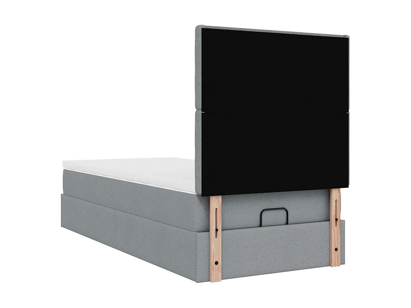 Cadre de lit ottoman et matelas gris clair 90x200 cm tissu