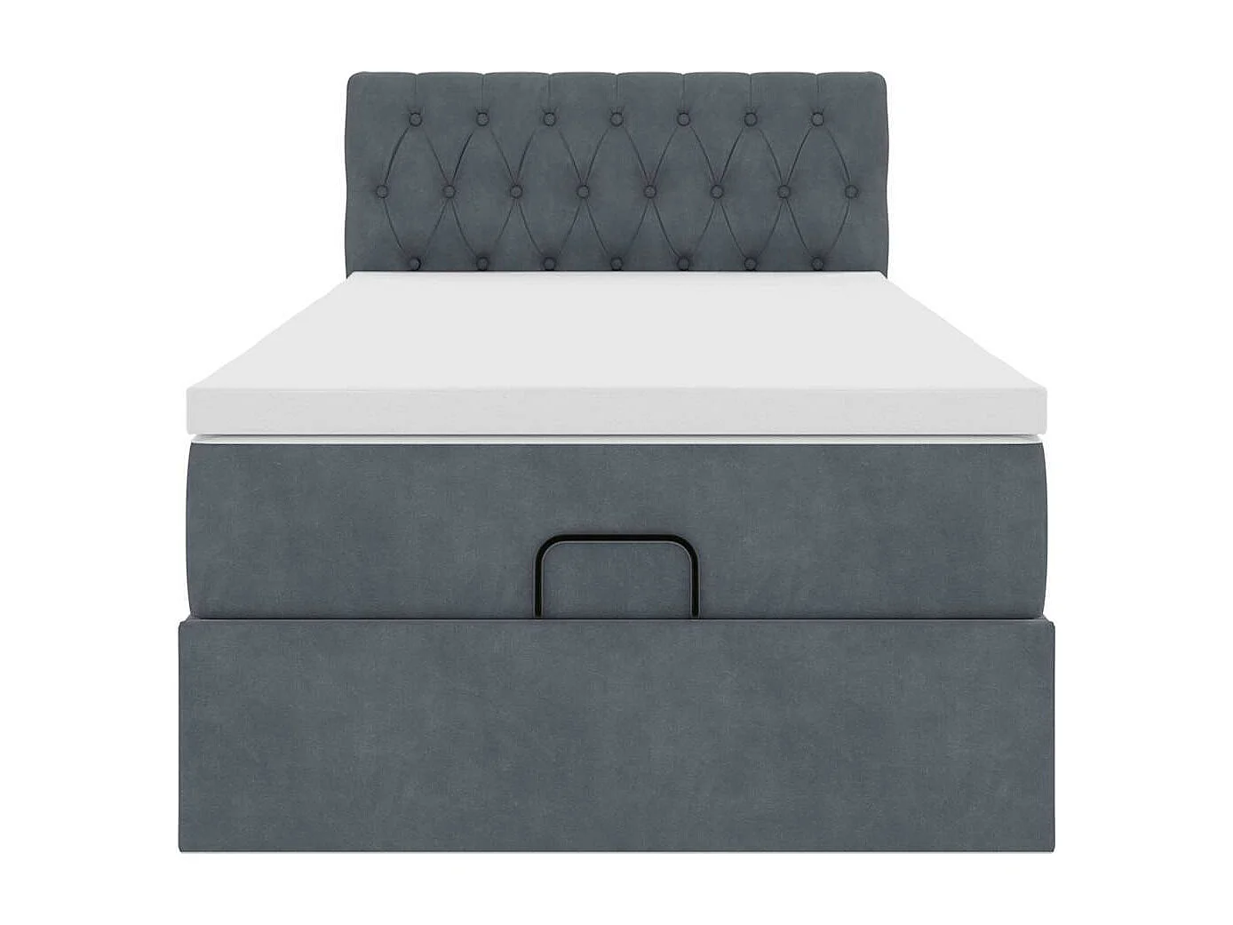 Cadre de lit ottoman avec matelas gris foncé 90x190 cm velours
