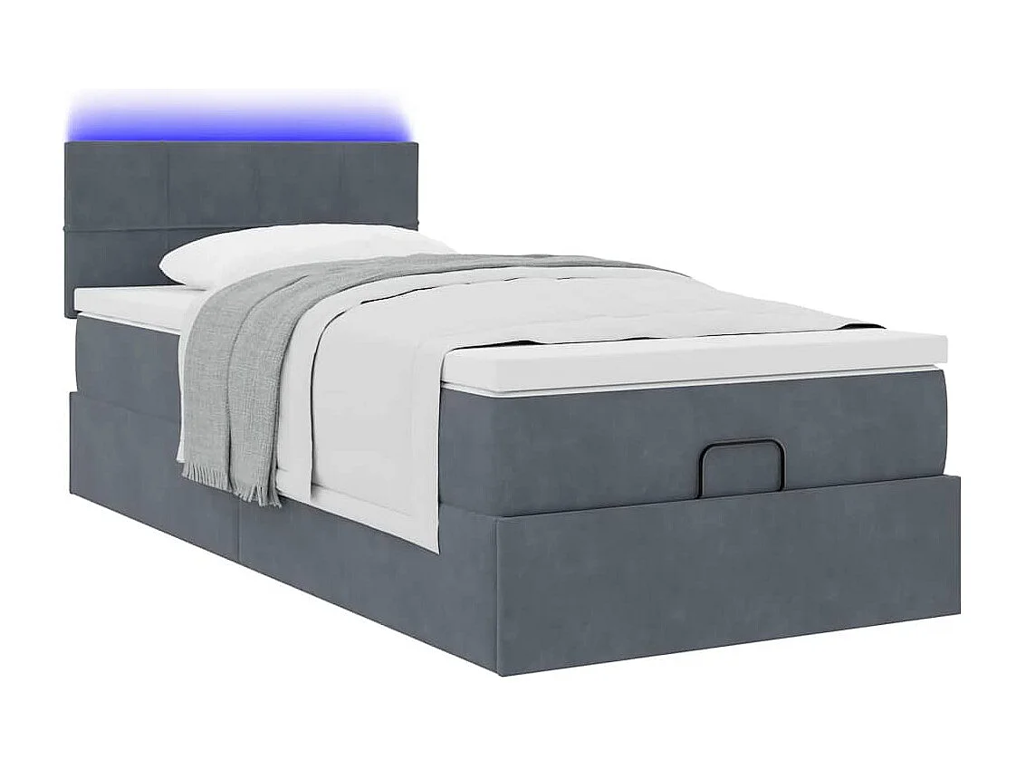 Ottoman bed met matras en LED's 80x200cm fluweel donkergrijs