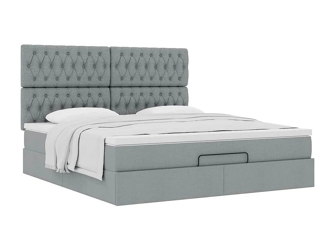 Ottoman bed met matras 160x200cm stof lichtgrijs