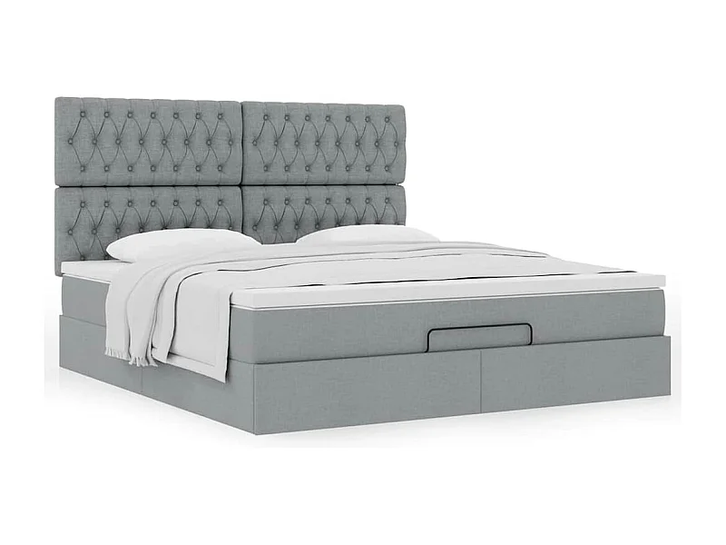 Ottoman bed met matras 160x200cm stof lichtgrijs