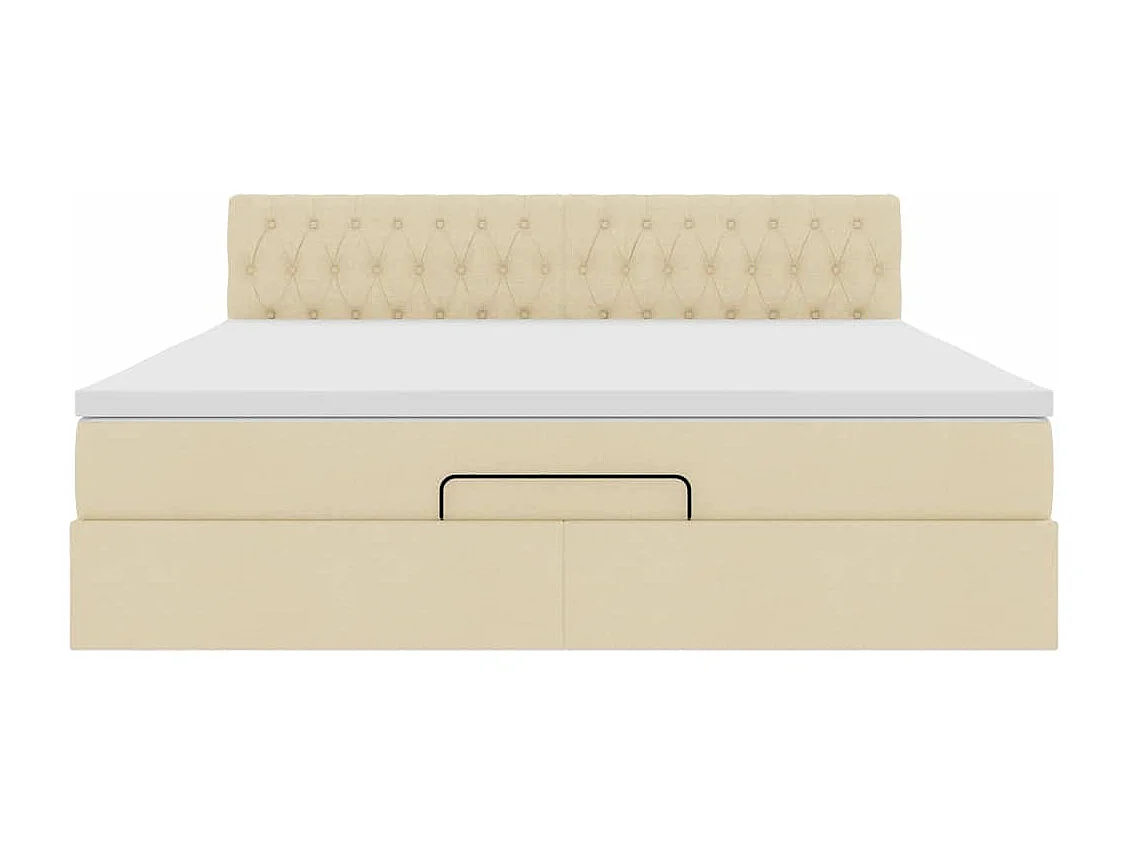 Cadre de lit ottoman avec matelas crème 160x200 cm tissu