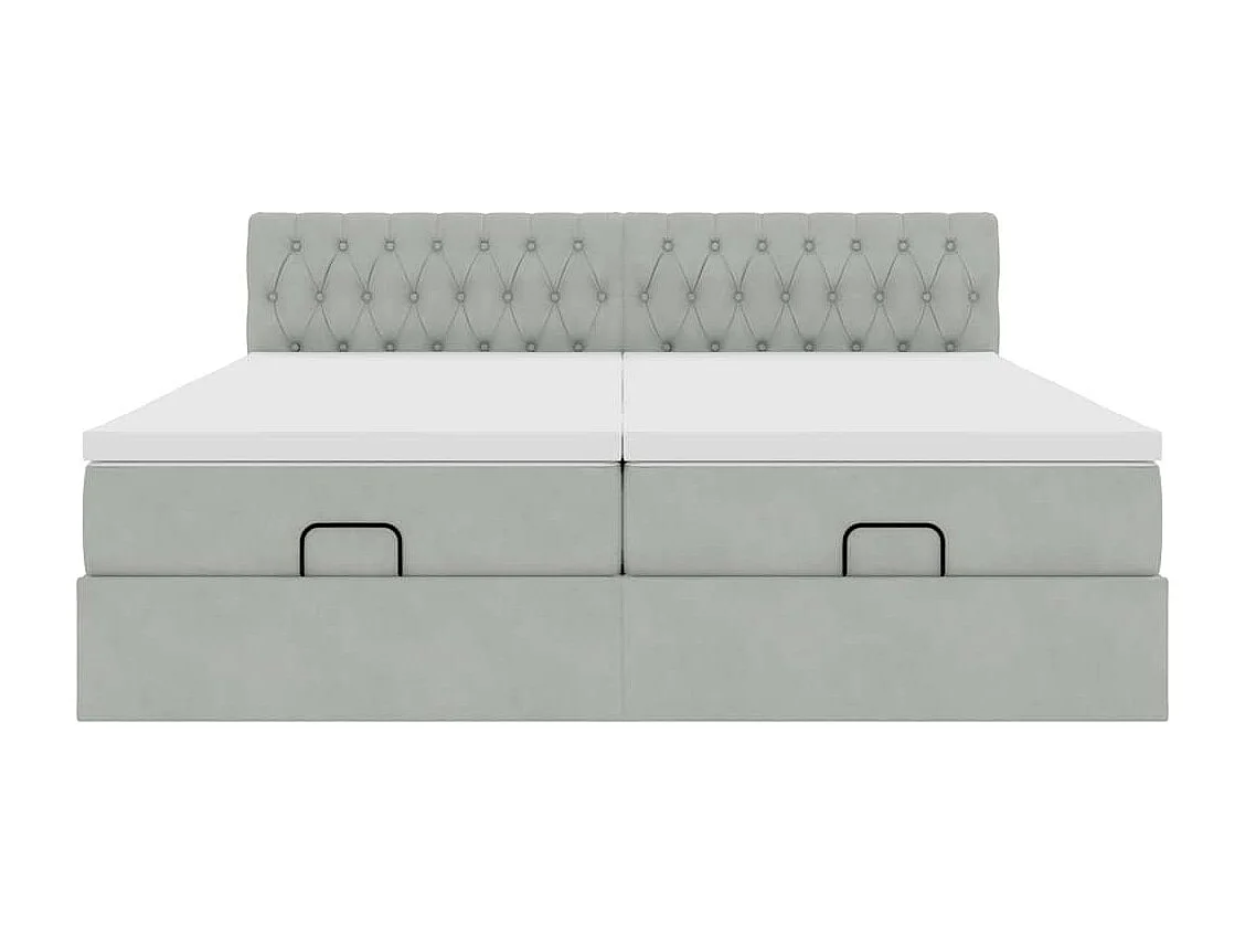 Ottoman bed met matrassen 160x200cm fluweel lichtgrijs