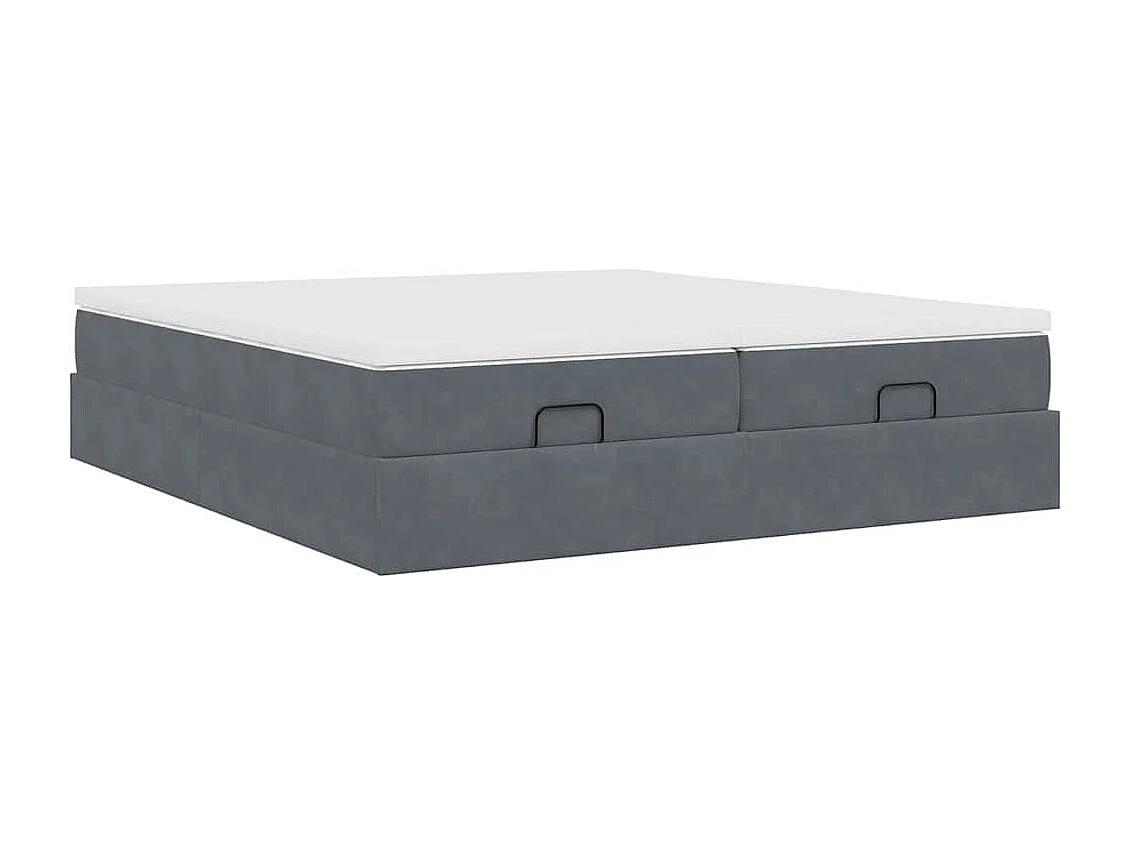 Cadre de lit ottoman avec matelas gris foncé 160x200cm velours