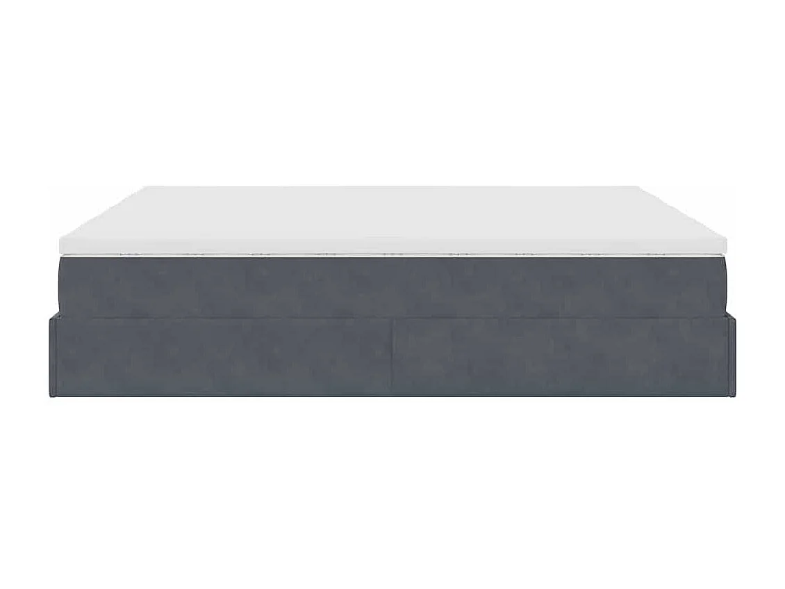 Cadre de lit ottoman avec matelas gris foncé 160x200cm velours