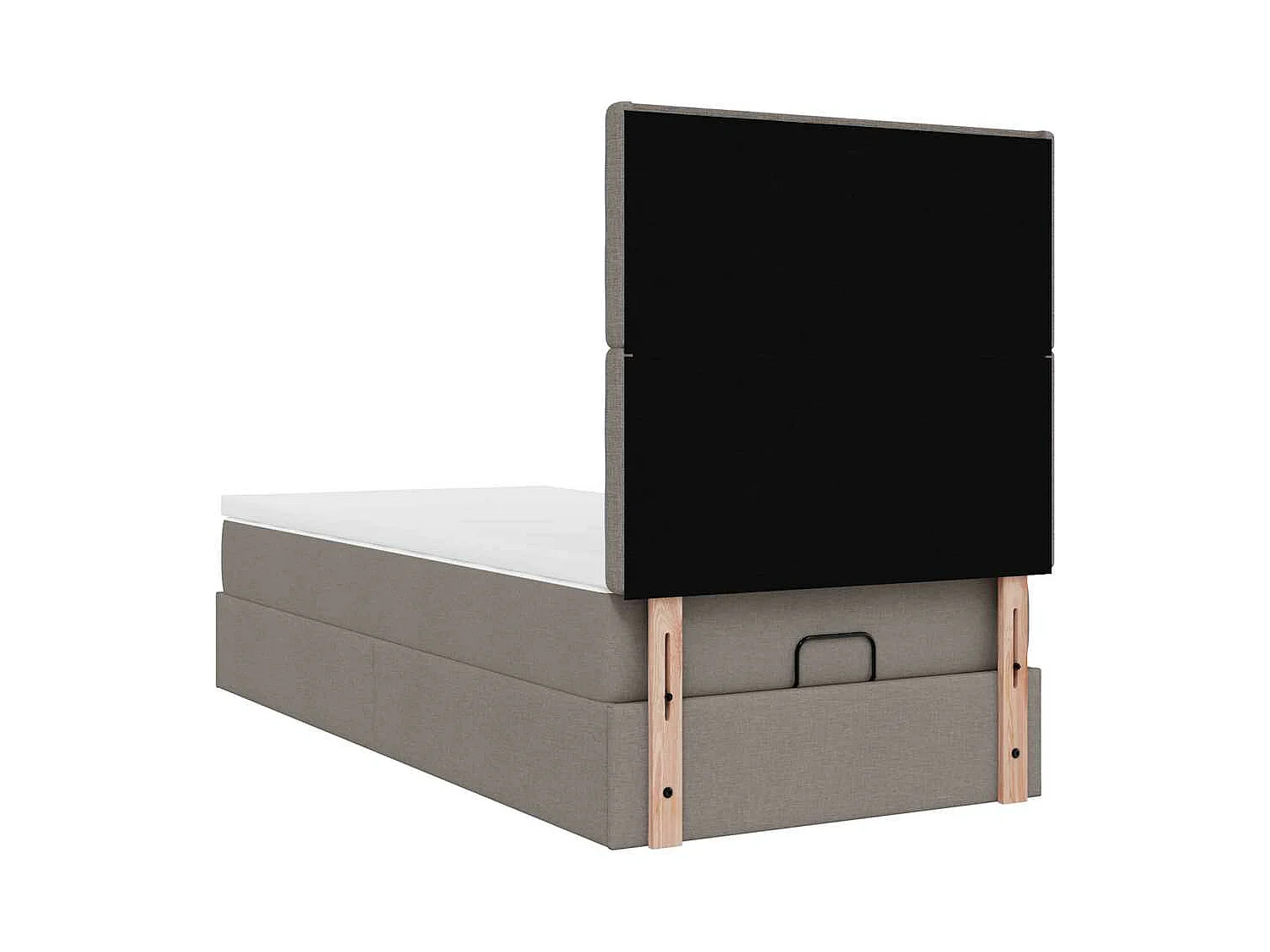 Estructura de cama otomana colchón tela gris pardo 100x200cm