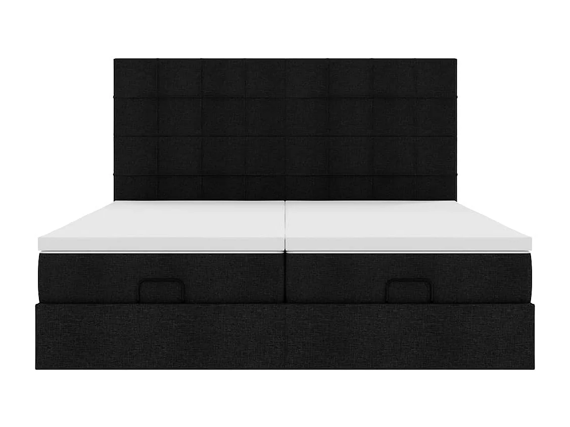 Cadre de lit ottoman avec matelas noir 160x200 cm tissu