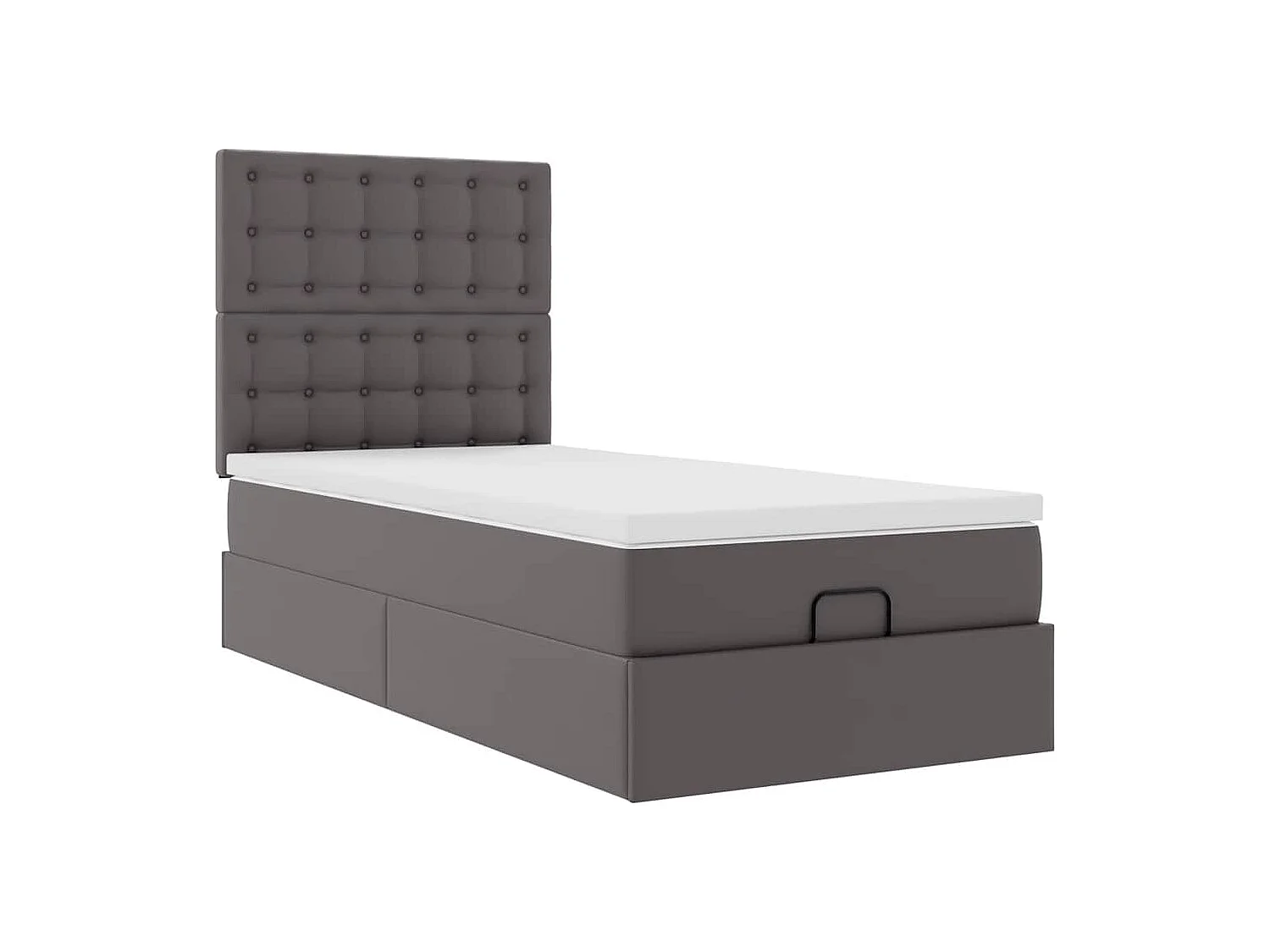 moldura de cama síriaXL otomana com colchão cinza 90x190cm couro falso