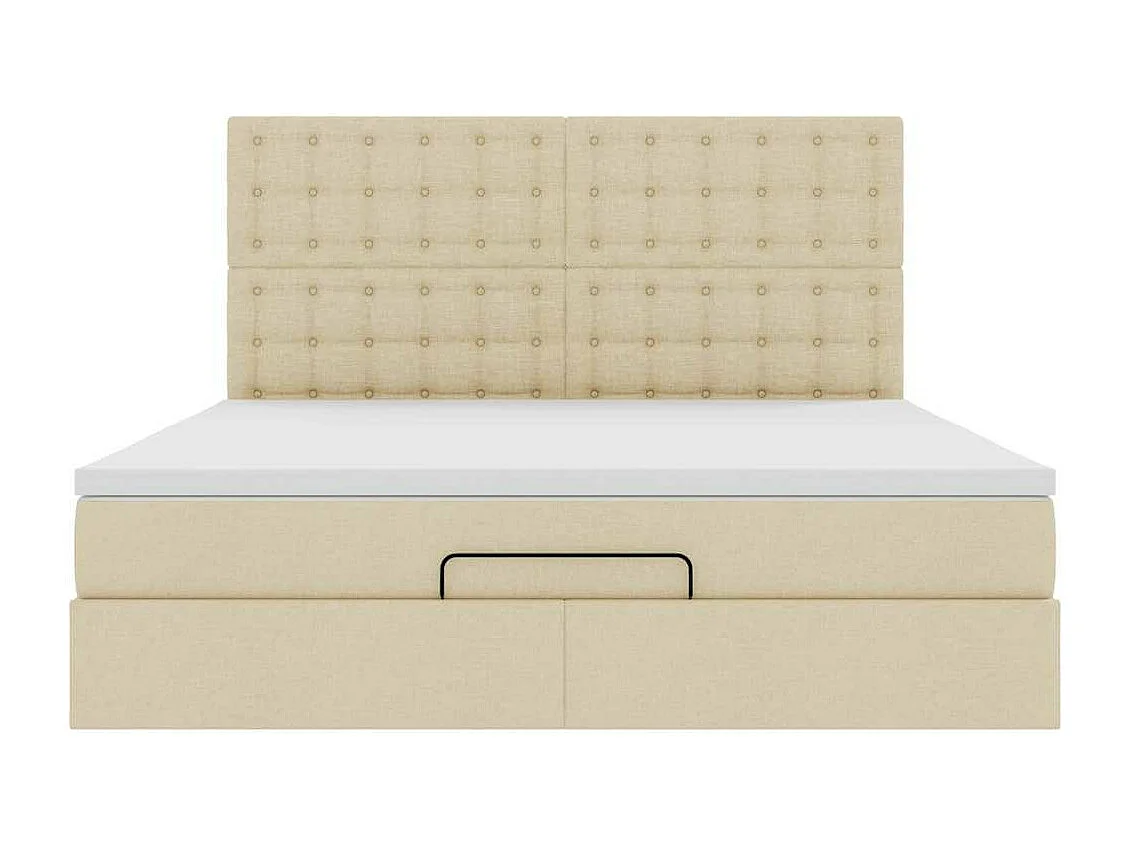 Cadre de lit ottoman avec matelas crème 160x200 cm tissu