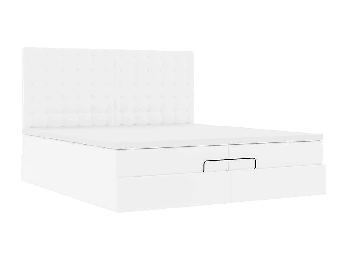 Estructura cama otomana colchones cuero sintético blanco