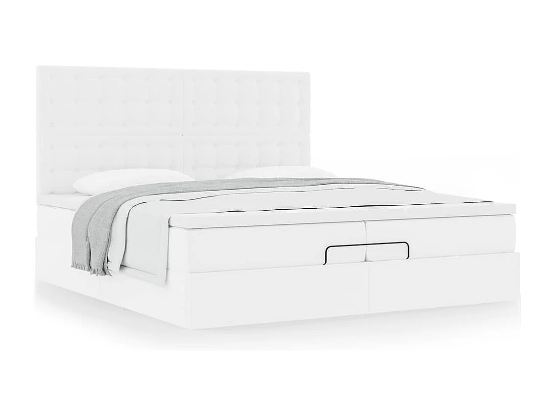 Estructura cama otomana colchones cuero sintético blanco