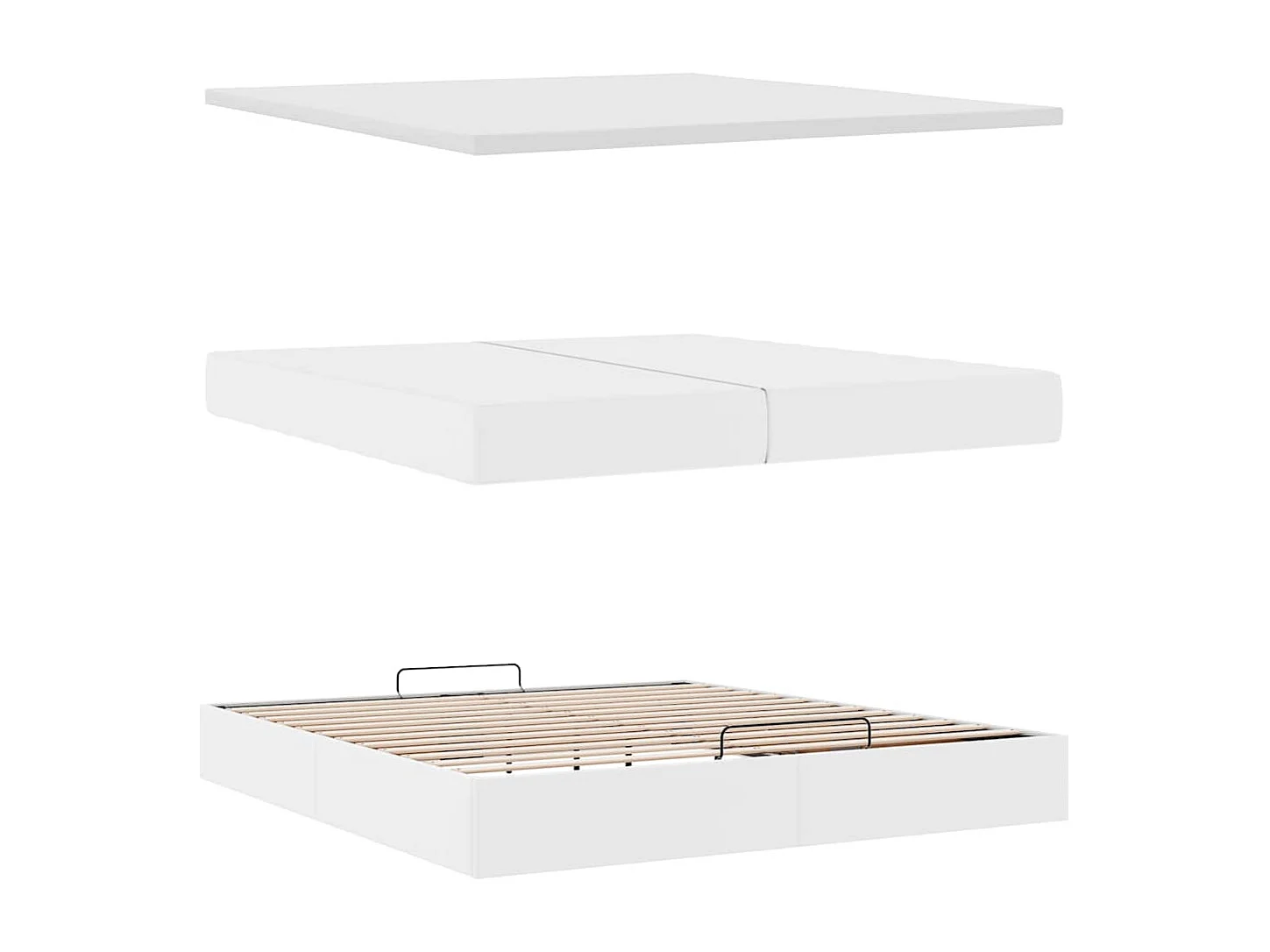 Estructura cama otomana colchones cuero sintético blanco