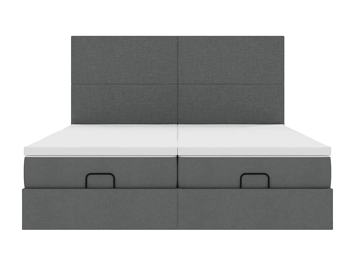 Cadre de lit ottoman avec matelas gris foncé 180x200cm tissu