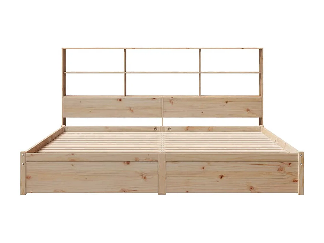 Lit bibliothèque sans matelas 180x200 cm bois massif de pin