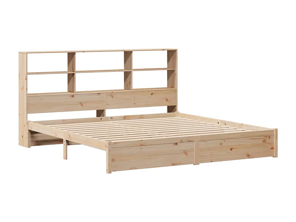 Lit bibliothèque sans matelas 180x200 cm bois massif de pin