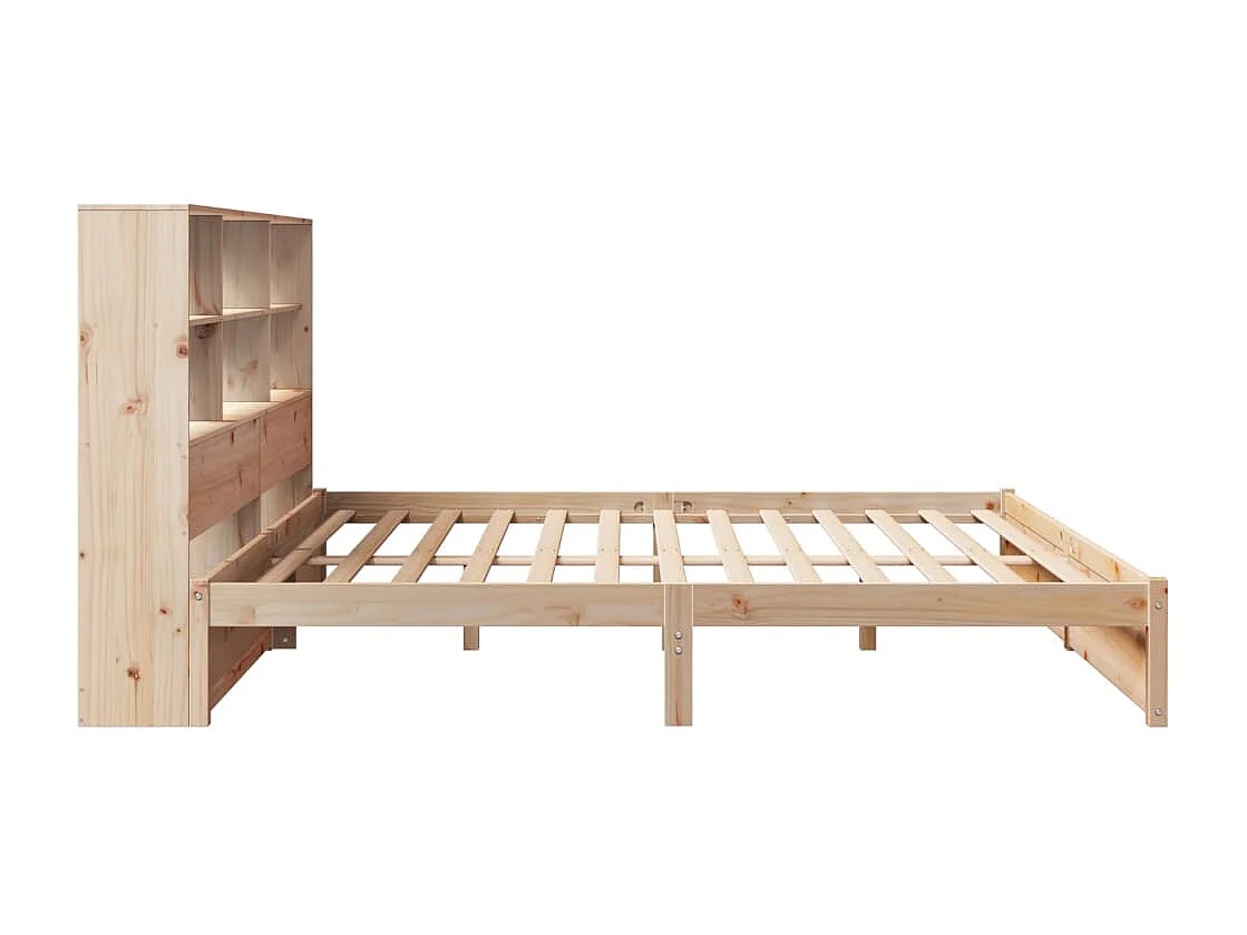 Lit bibliothèque sans matelas 180x200 cm bois massif de pin