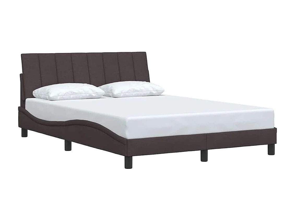 Cadre de lit sans matelas marron foncé 140x190 cm tissu