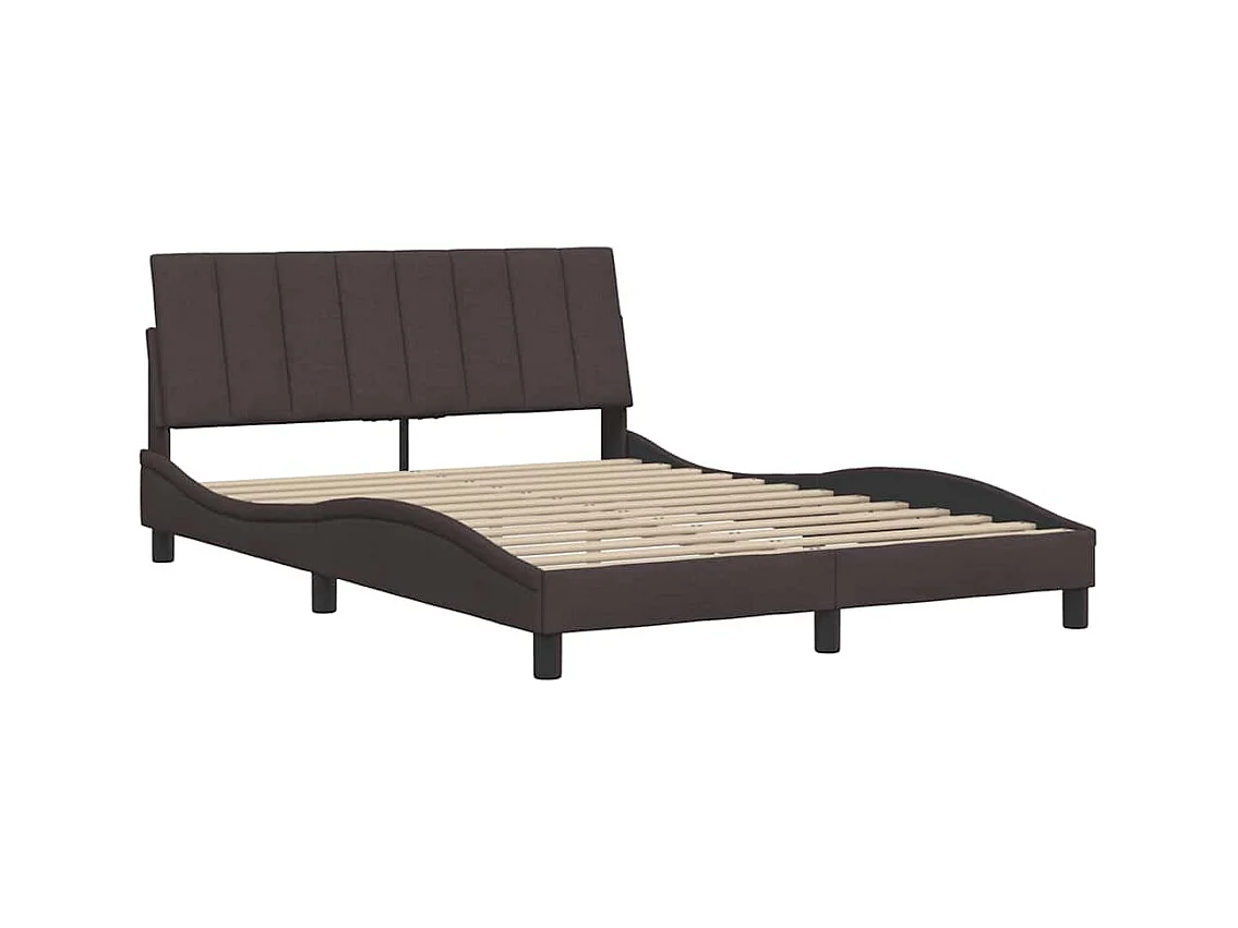 Cadre de lit sans matelas marron foncé 140x190 cm tissu