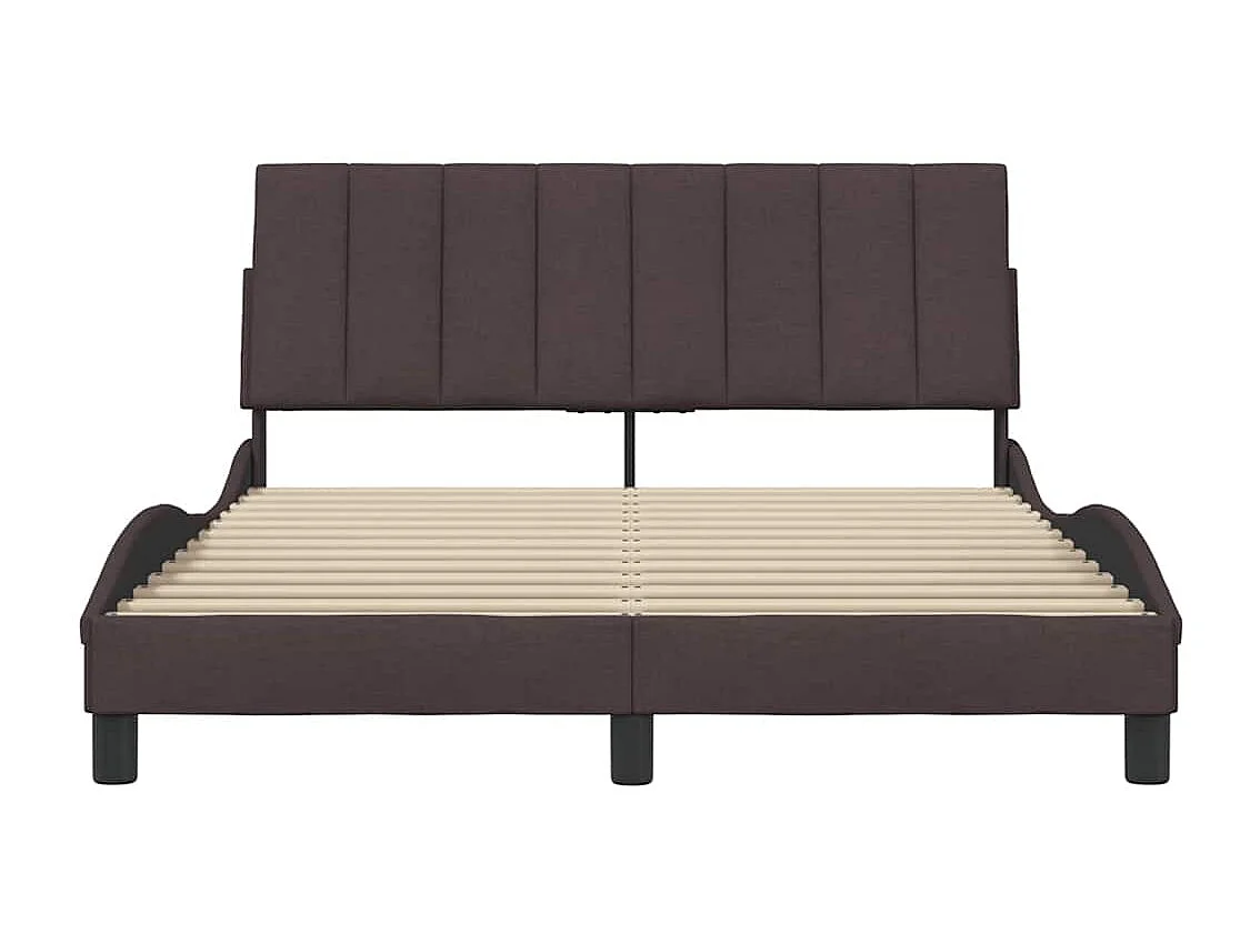 Cadre de lit sans matelas marron foncé 140x190 cm tissu
