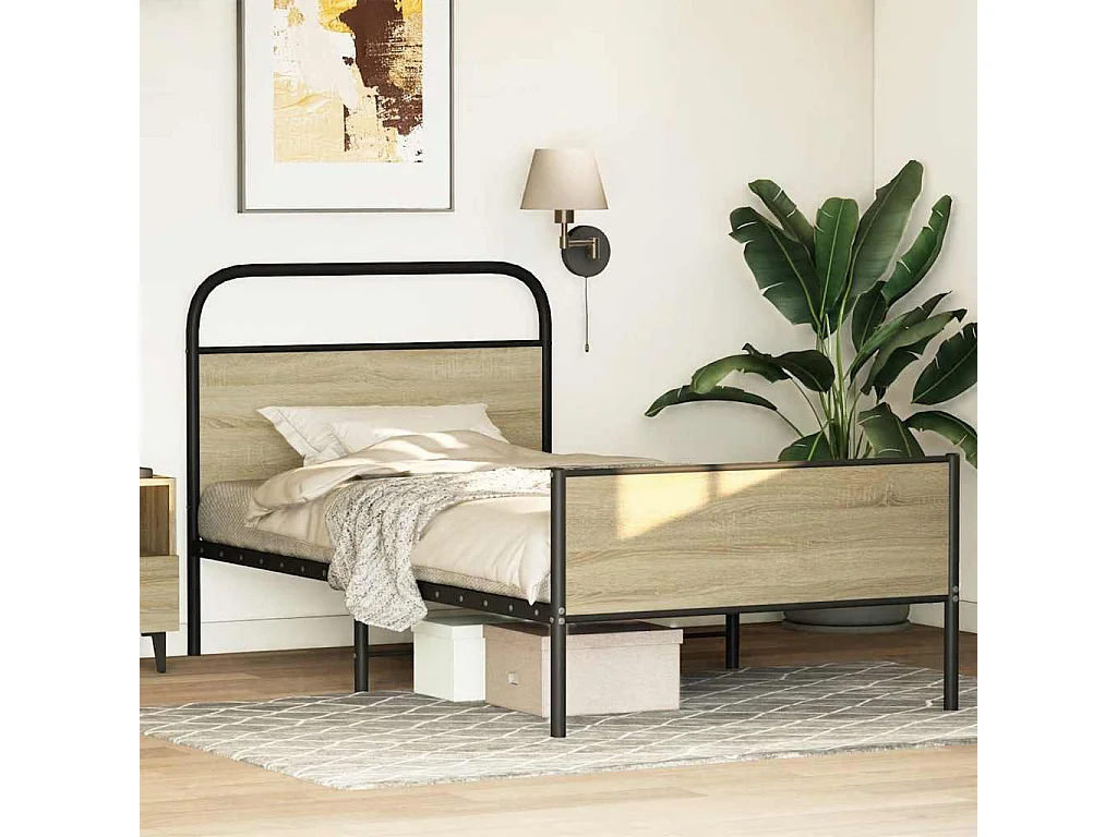 Cadre de lit sans matelas 107x203 cm chêne sonoma