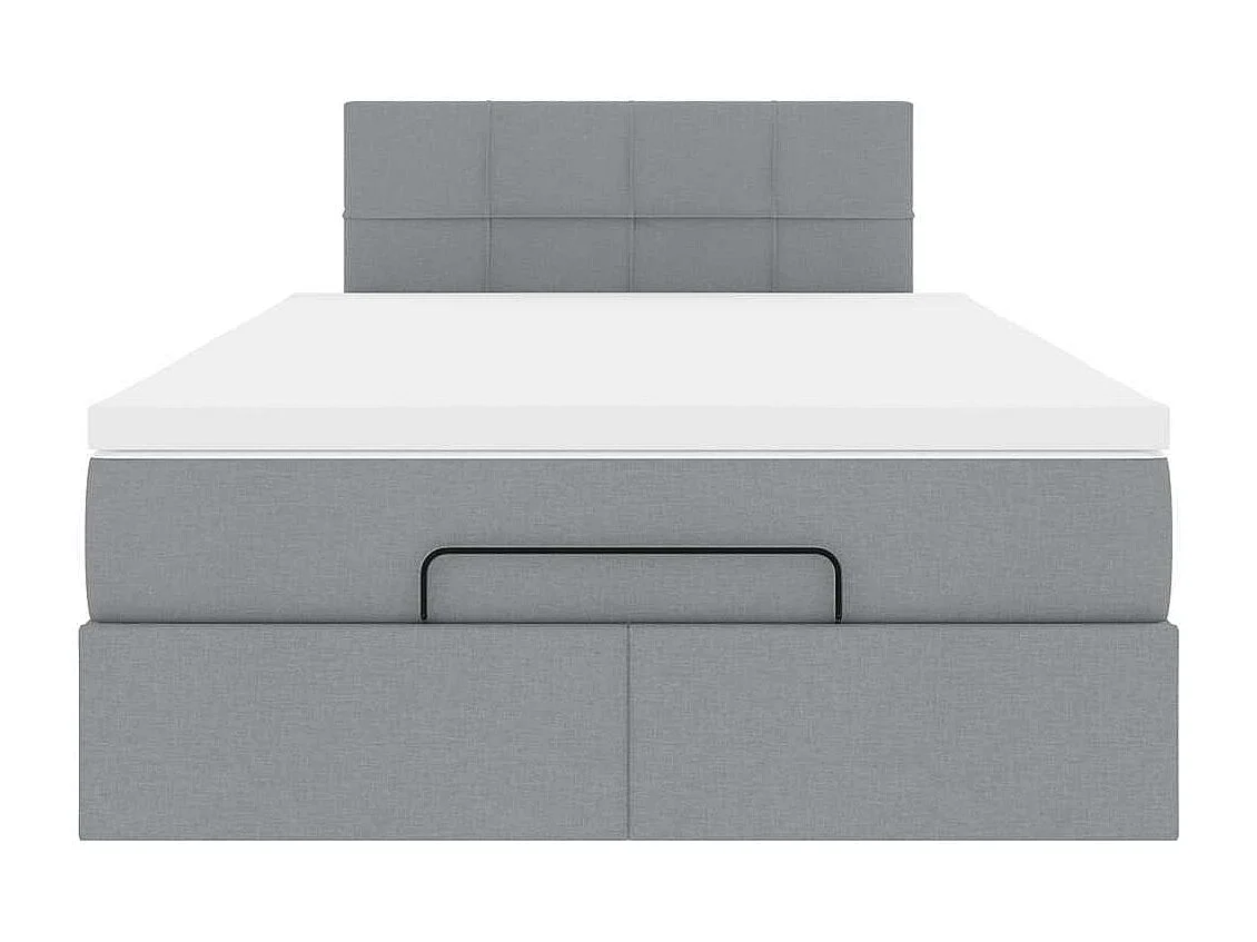 Estrutura cama otomana colchão 120x200 cm tecido cinzento claro
