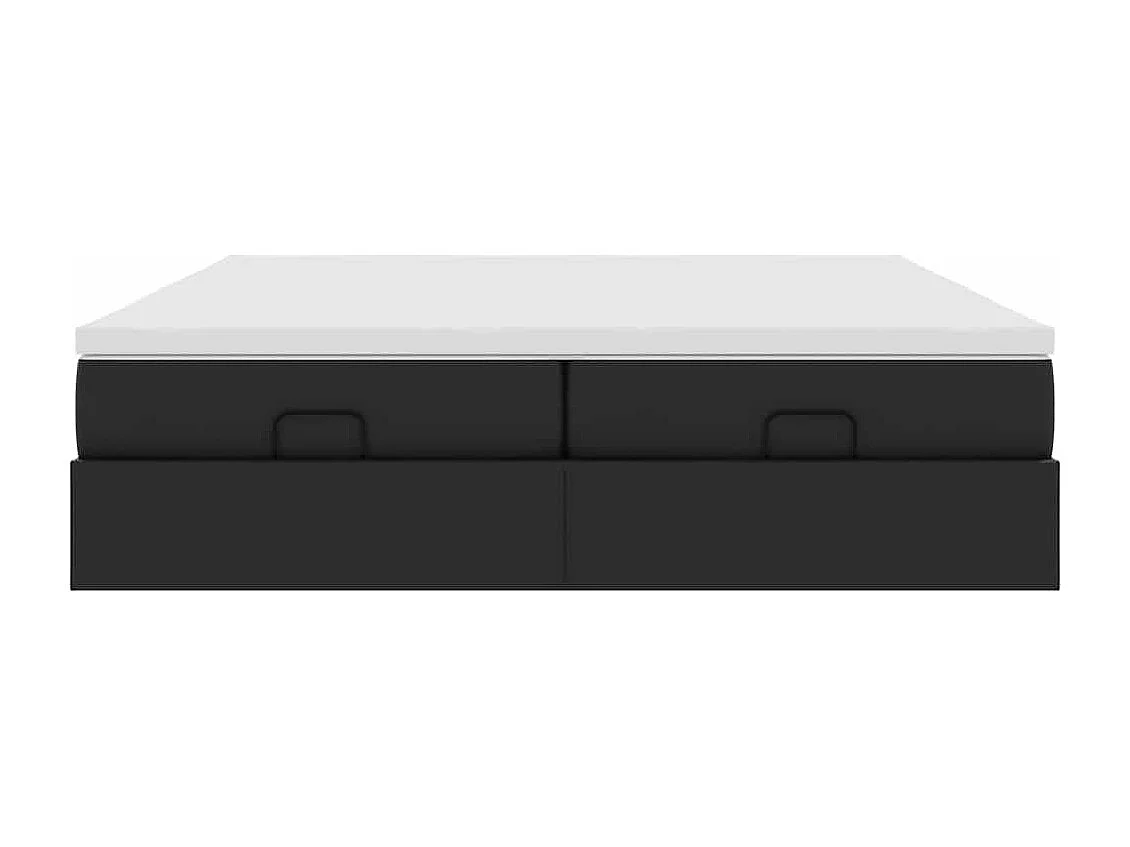 Estructura de cama otomana con colchones cuero sintético negro