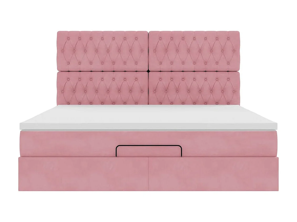 Cadre de lit ottoman avec matelas rose 180x200 cm velours