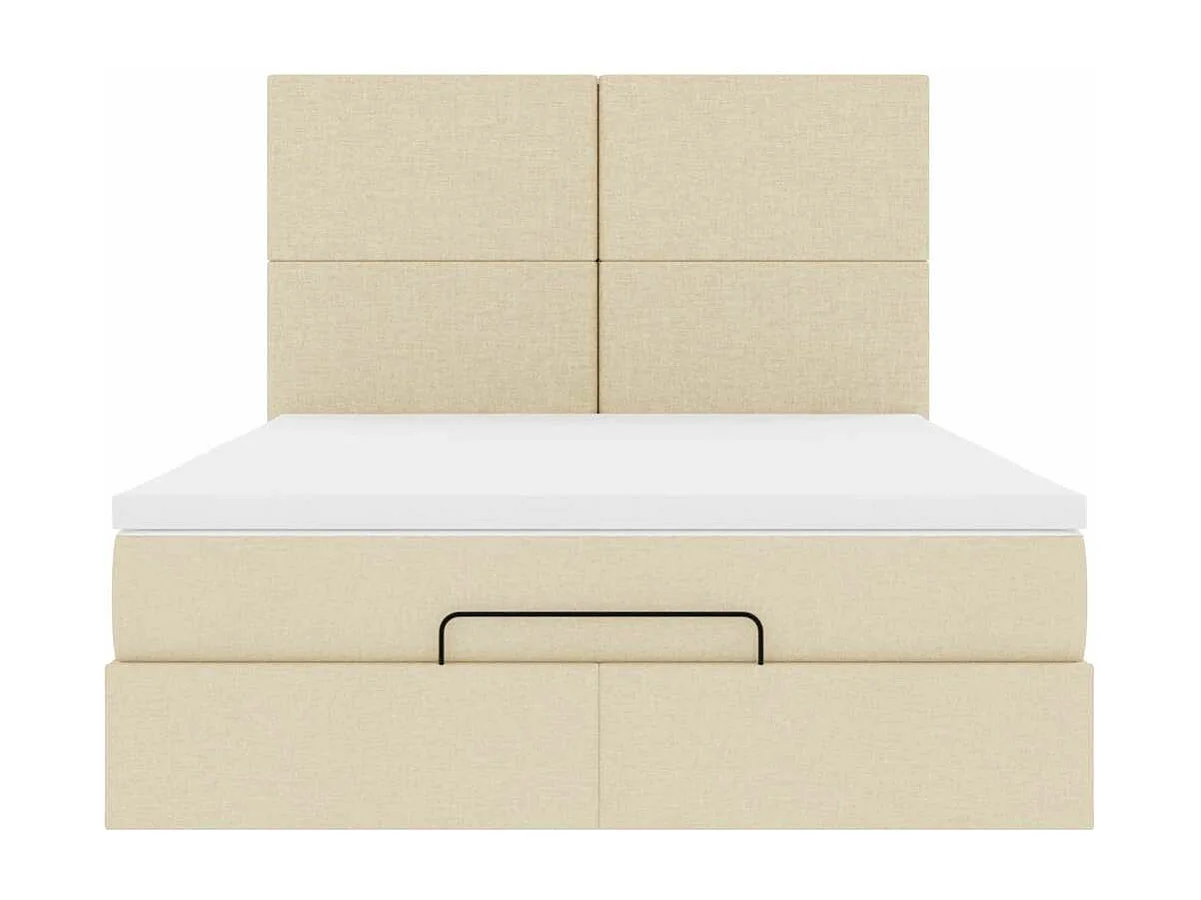 Cadre de lit ottoman avec matelas crème 140x200 cm tissu