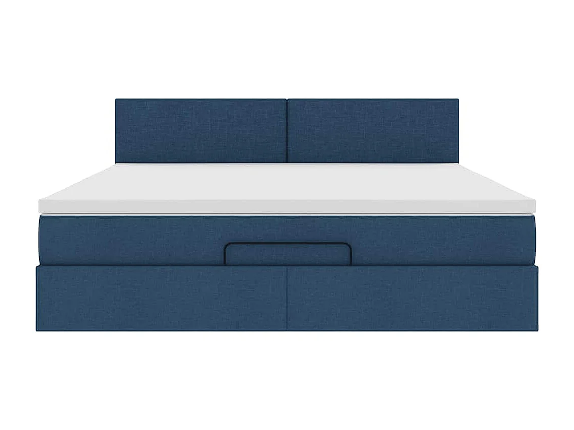 Cadre de lit ottoman avec matelas bleu 180x200 cm tissu