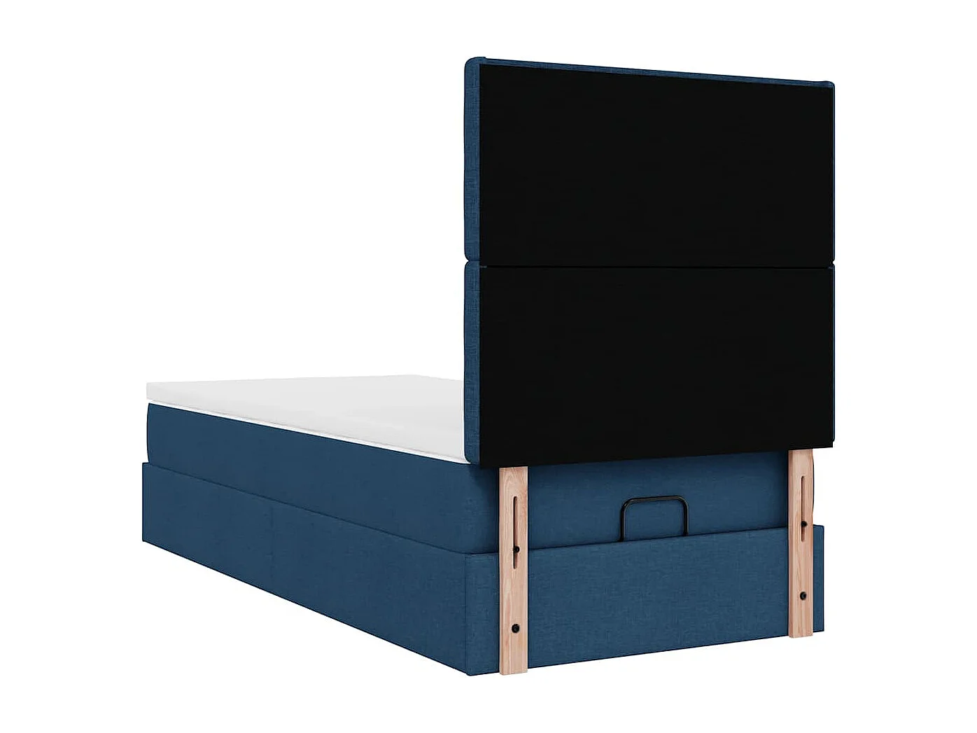 Cadre de lit ottoman avec matelas bleu 90x200 cm tissu
