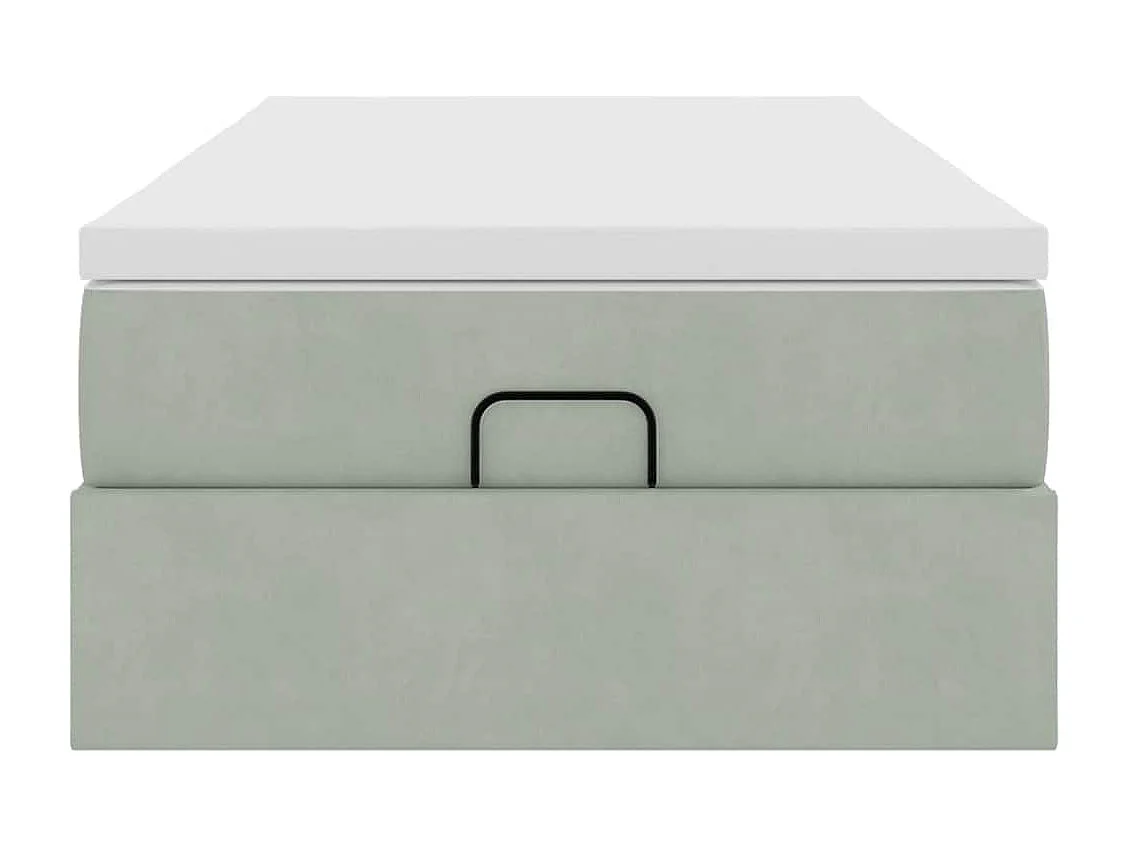 Ottoman bed met matras 90x200cm fluweel lichtgrijs