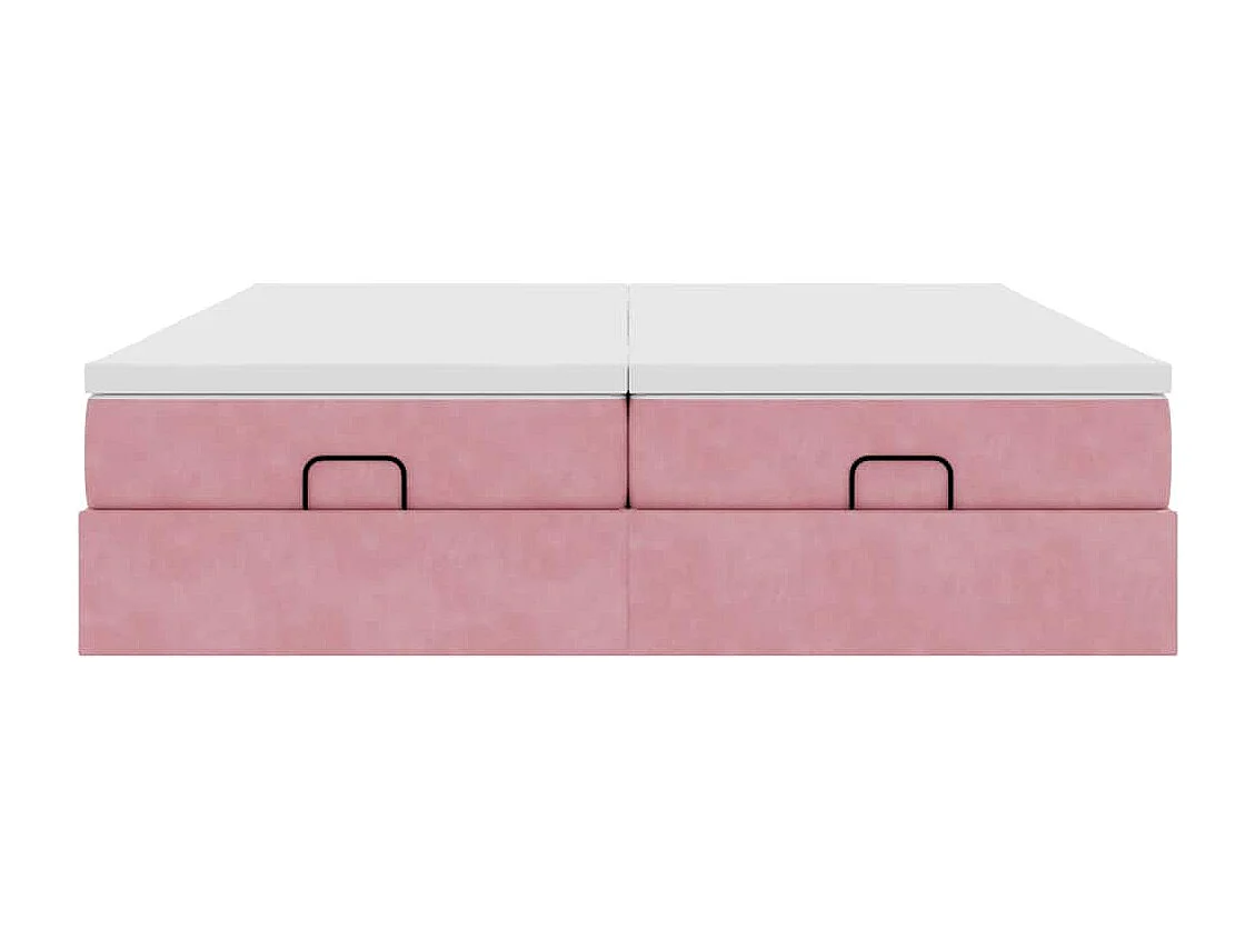 Estructura de cama otomana colchones terciopelo rosa 200x200cm