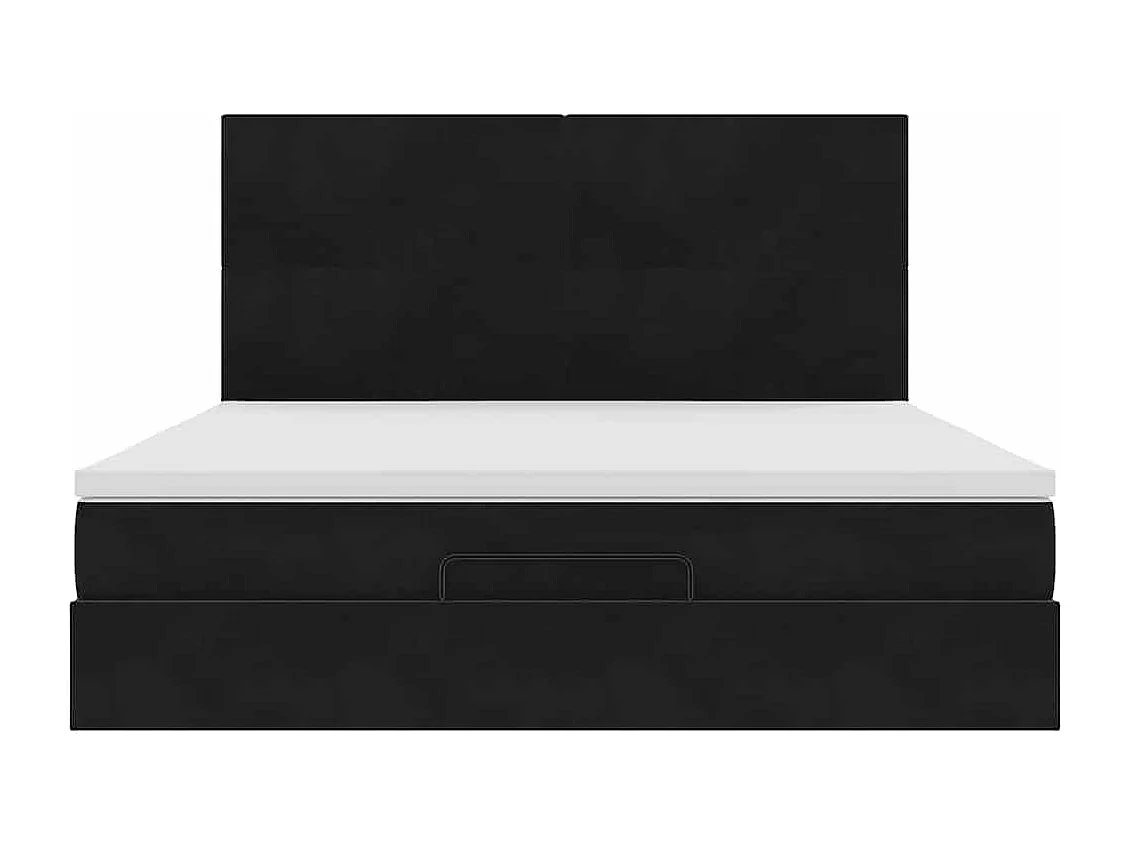 Cadre de lit ottoman avec matelas noir 180x200cm velours