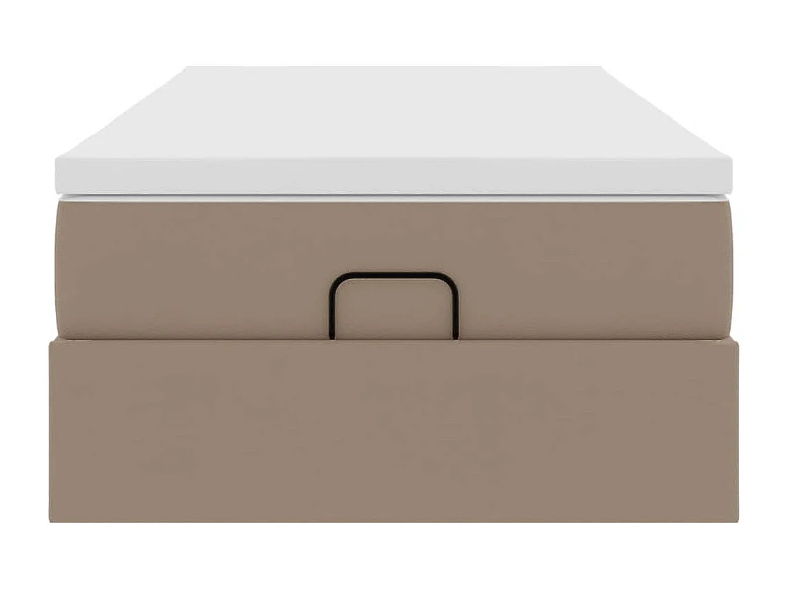 Cadre de lit ottoman et matelas cappuccino 100x200cm similicuir