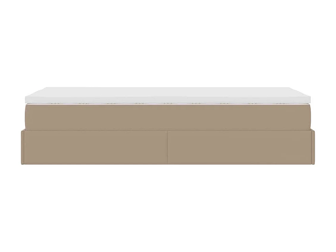 Cadre de lit ottoman et matelas cappuccino 100x200cm similicuir