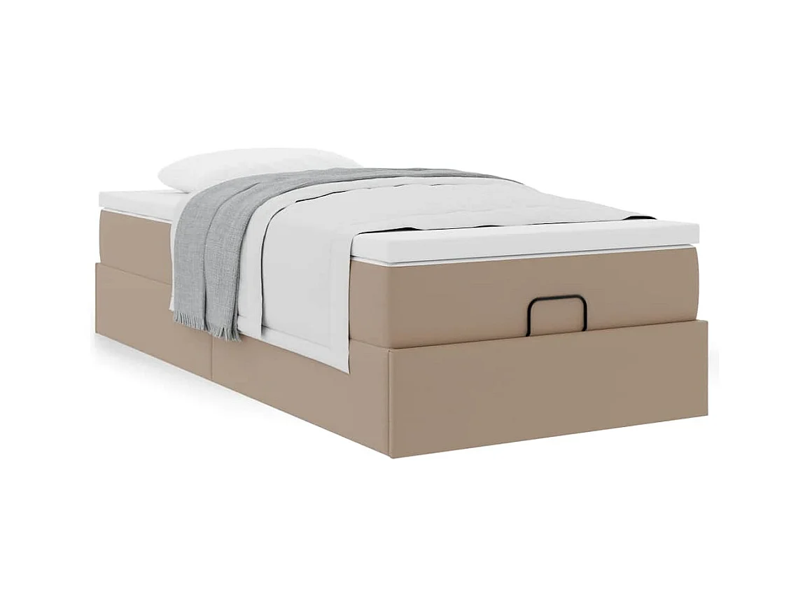 Estrutura de cama otomana com colchão cappucino 100x200 cm