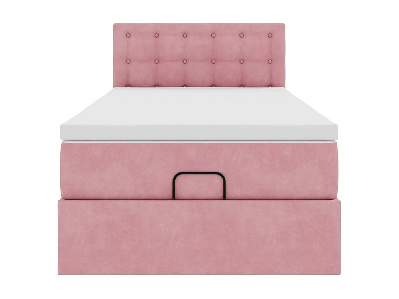 Cadre de lit ottoman avec matelas rose 90x190 cm velours