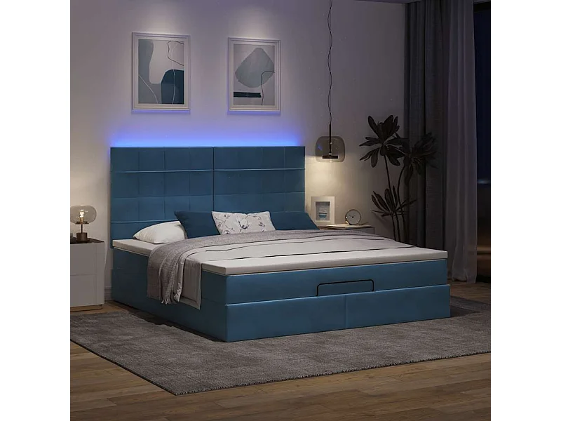 Ottoman bed met matrassen en LED's 160x200cm fluweel