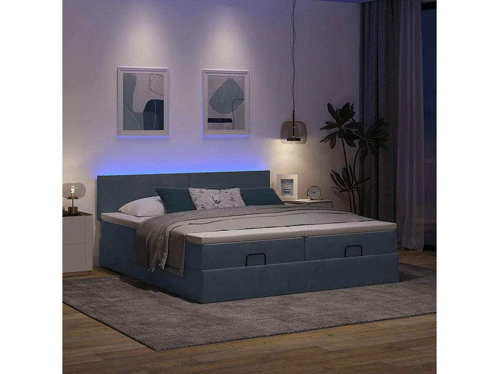 Ottoman bed met matrassen en LED's 180x200cm fluweel