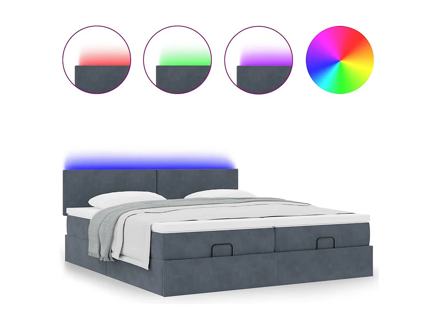 Ottoman bed met matrassen en LED's 180x200cm fluweel