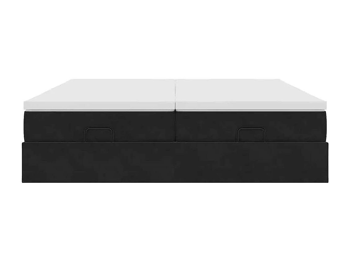 Cadre de lit ottoman avec matelas noir 180x200cm velours