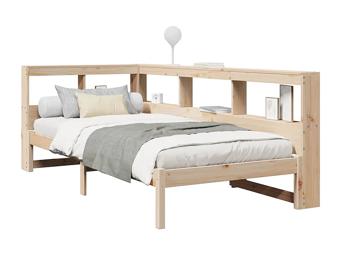 Lit bibliothèque sans matelas 90x190 cm bois de pin massif