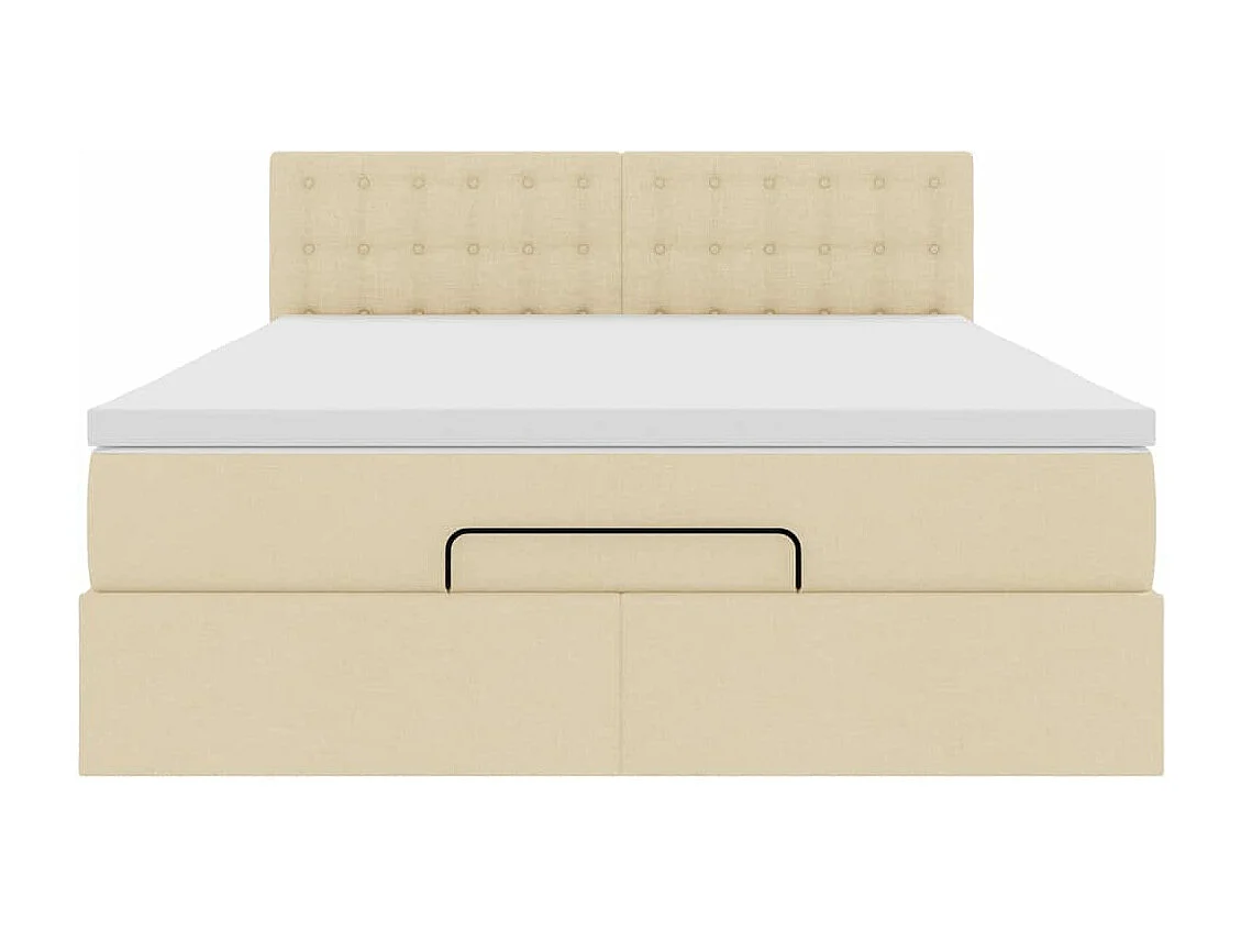 Cadre de lit ottoman avec matelas crème 140x200 cm tissu